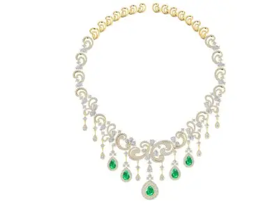 Luxury Ornate Drop Gemstone Necklace Design  2193 3D print model