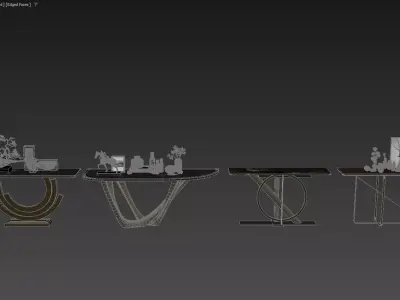 Modern Console Tables with Sculptural Metallic Bases 3D model