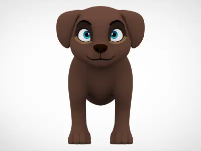 Chocolate Labrador Low-poly 3D model