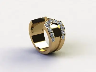 Diamond ring for men modern style R10 3D model