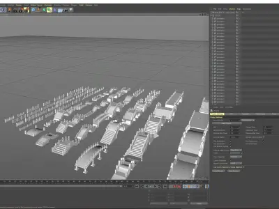 Chinese garden elements outdoor arch bridge building 3D model