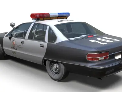 90s generic police car Low-poly 3D model