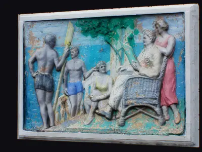 Decor Bas-Relief Georgian Family At Sea Relief Man Woman 3D model