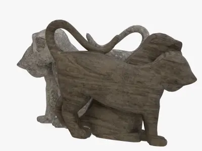 4K texture statue cat for decoration Low-poly 3D model