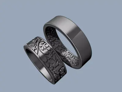 Floral Wedding Bands - Argollas matrimonio  3D print model