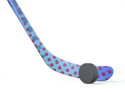 Ice Hockey Stick and Puck  3D model