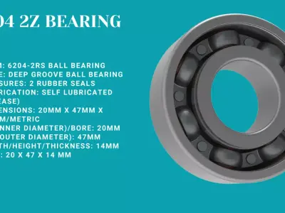 6204-2RS Ball Bearing 3D model
