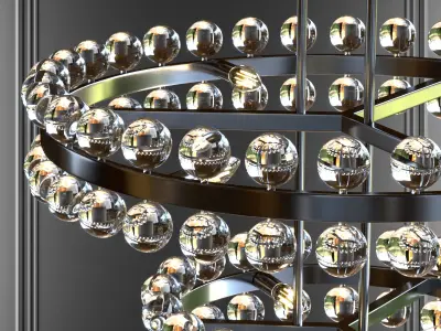 Sacramento Transparent Balls Two Circle Chandelier 3D model