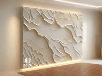 modern panel wall decor set wall relief mural CNC 86 3D model