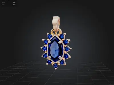 FREE  Sapphire Rose Gold Pendant Necklace  Free low-poly 3D model