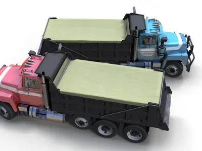 80s Industrial dump truck Low-poly 3D model