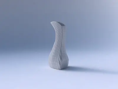 Vase puffy bent triangle with twisted diagonal grid bulges 3D print model