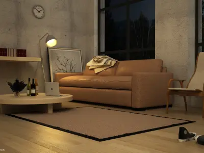 Living Room Low-poly 3D model
