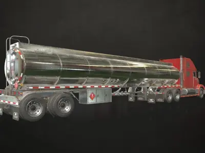 Semi Truck Tanker Low-poly 3D model