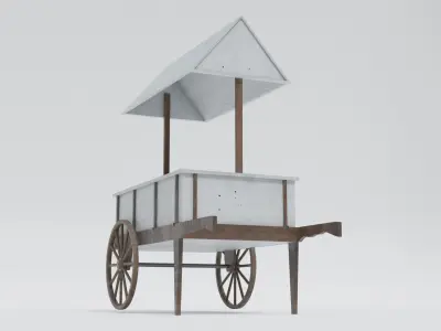 Wooden cart - Market cart Low-poly 3D model