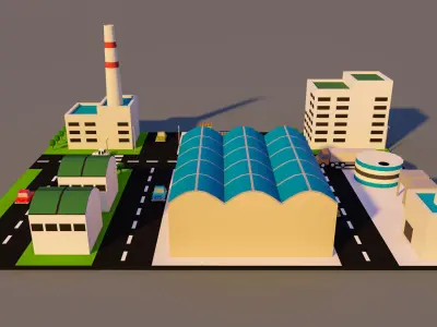 Low Poly factory- Low Poly Assets Low-poly 3D model Low-poly 3D model