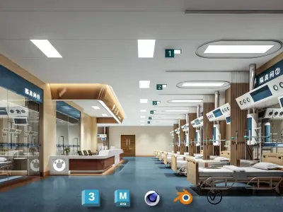 Hospital Reception Corridor Lobby Design - Dental Clinic Low-poly 3D model