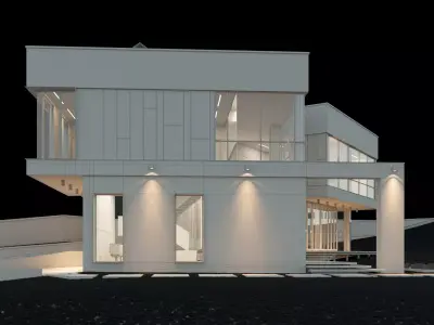 Modern house 2 with furniture 3D model