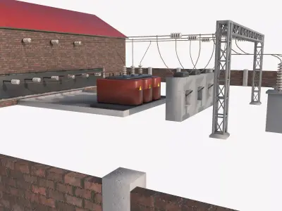 traction substation Low-poly 3D model