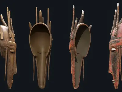 African mask 8 Low-poly 3D model
