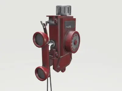 Old Red Phone Low-poly 3D model
