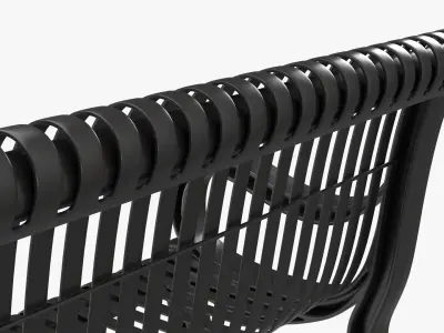 Outdoor Vertical Slat Bench with Arms 3D model