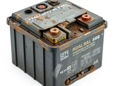 Old Corroded Vehicle Battery Low-poly 3D model