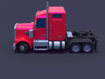 Truck long nose Low-poly 3D model