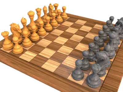 Chess Board lowpoly board game 3d model  Low-poly 3D model