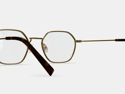 Keiko Eyeglasses in Polished Gold 3D model