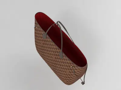 Louis Vuitton Neverfull GM Damier Ebene  Low-poly 3D model