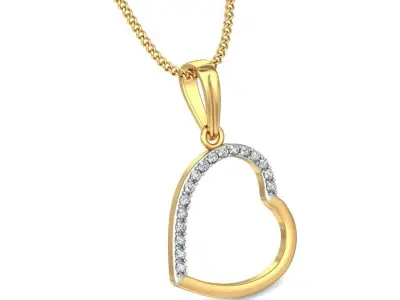 Solitaire Women HEART Pendant 3dm STL OBJ FBX Renders Details 3D print model buy