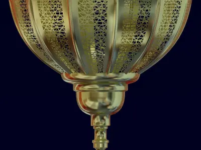 Moroccan Hanging Brass Lamp 3D model