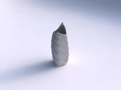 Vase double arc rectangle with wavy extruded lines 2 3D print model