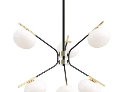 levity six light chandelier with globes 3D model
