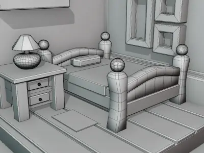 low poly isometric room  Low-poly 3D model