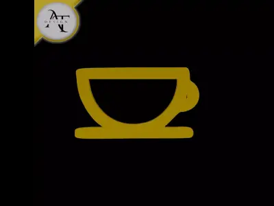 Simple Coffee Cup Symbol - 2D Art Free 3D print model 2