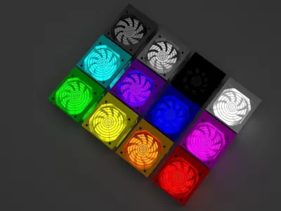 Power Supply Units Set With Glow In The Dark Fan 3D model