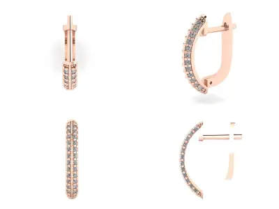 Earrings n 1 emerald and diamond hoop earring 3D print model