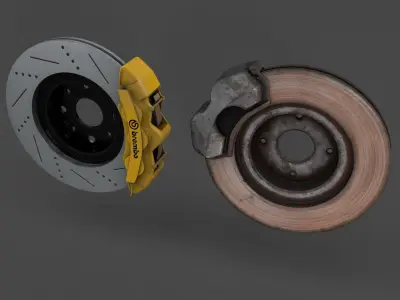 Basic and Race Brake System Low-poly 3D model
