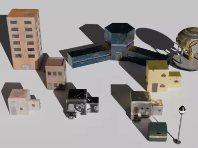 Futuristic Slums Low-poly 3D model