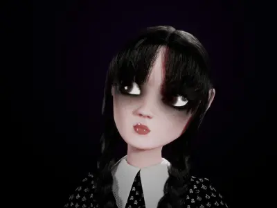 Game-Ready Stylized 3D Character Wednesday Addams Low-poly 3D model