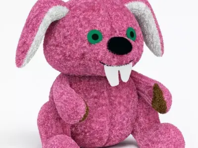 Purple Plush Bunny Toy 3D model