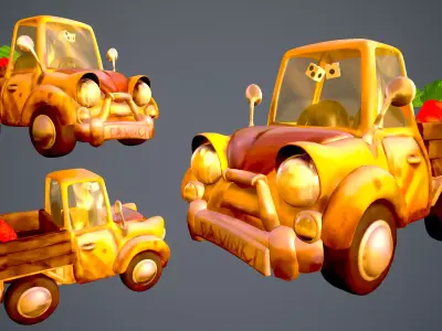 Old Truck Car Unity Game Ready Props Low-Poly Low-poly 3D model