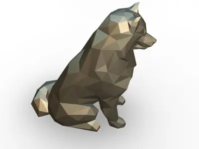 Samoyed low poly polygonal wolf 3D print model