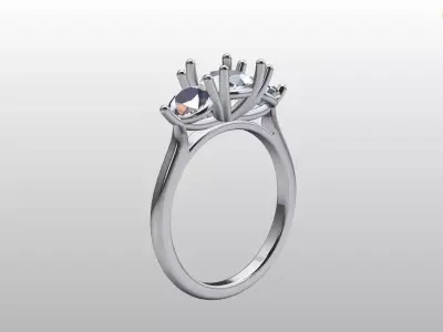 3 STONE RING FOR ROUND STONES 3D print model