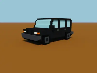 Voxel Jeep Low-poly 3D model