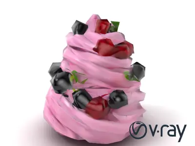 Whimsical Berry Meringue Tower model pack Low-poly 3D model