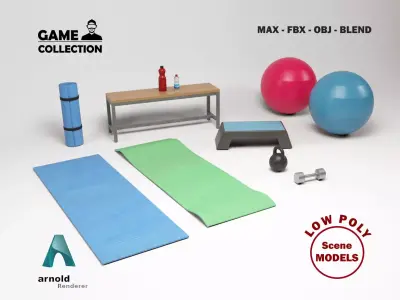 Fitness Props Low-poly 3D model