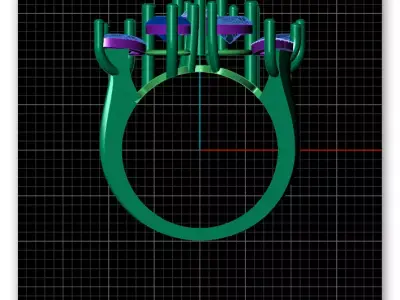 triangle marquise and round emerald jewelry ring 3D print model